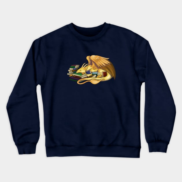 Sleepy Book Dragon Crewneck Sweatshirt by ruthimagination